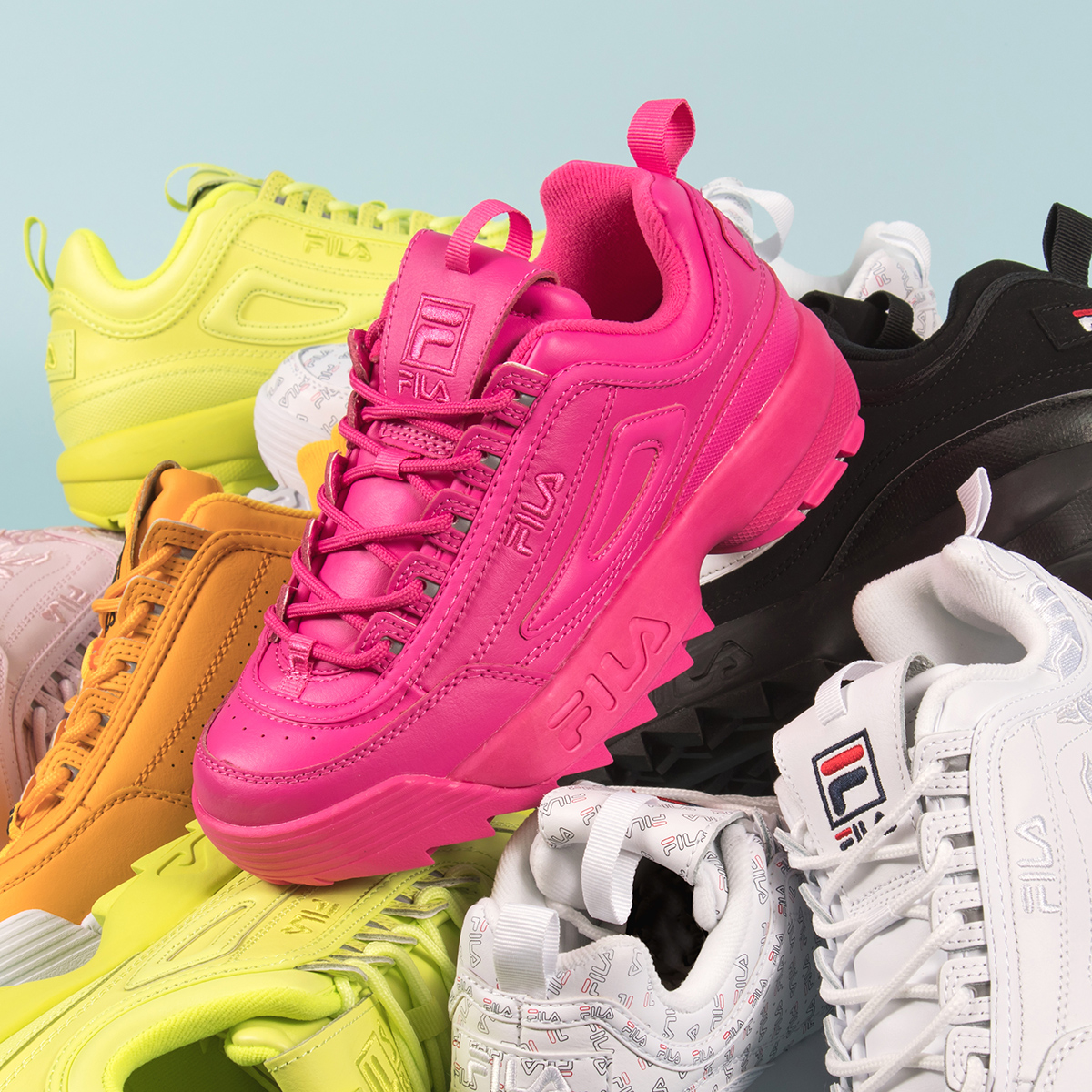 hot pink fila sneakers