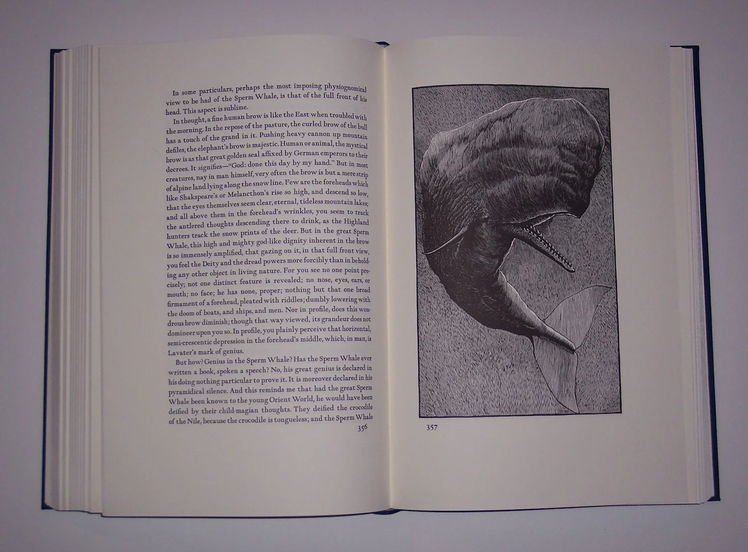 Barry Moser (1940 - ), illustrator. Herman Melville: Moby Dick, Deluxe edition of 750 copies published by the University of California Press, 1981. Fine condition in a near-fine slip case with minimal shelf wear. $750