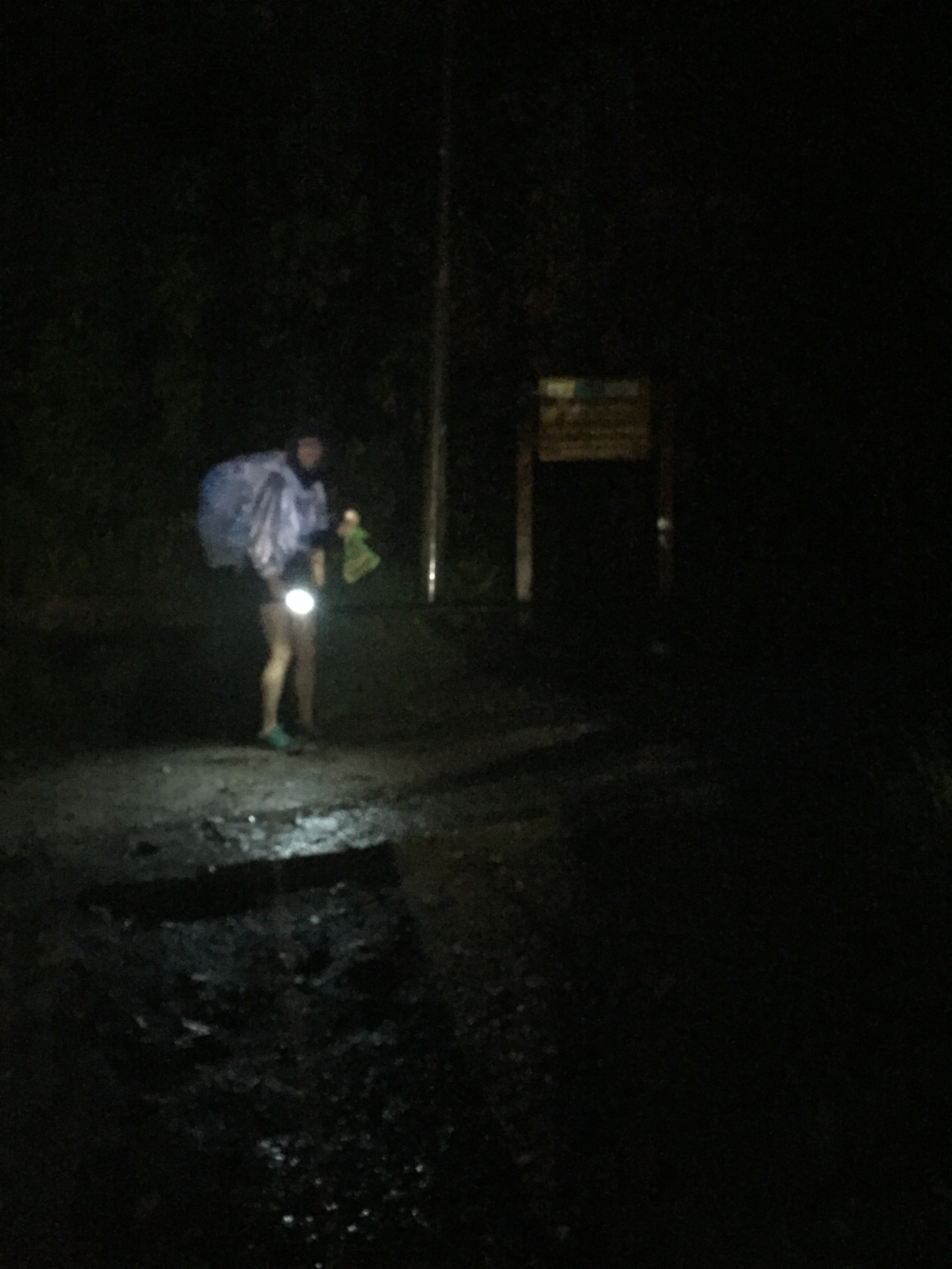 Last day of trek essentials: poncho, flashlight, and motivation. 
