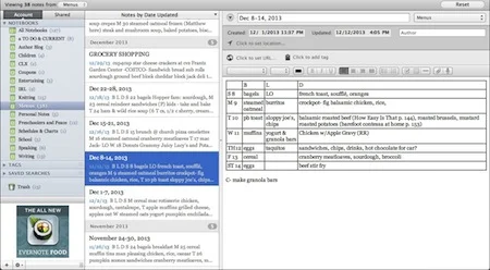 Menus in Evernote