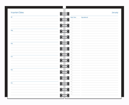 Undated PRO Schedule Planner Weekly/Monthly 8.5x11 Black