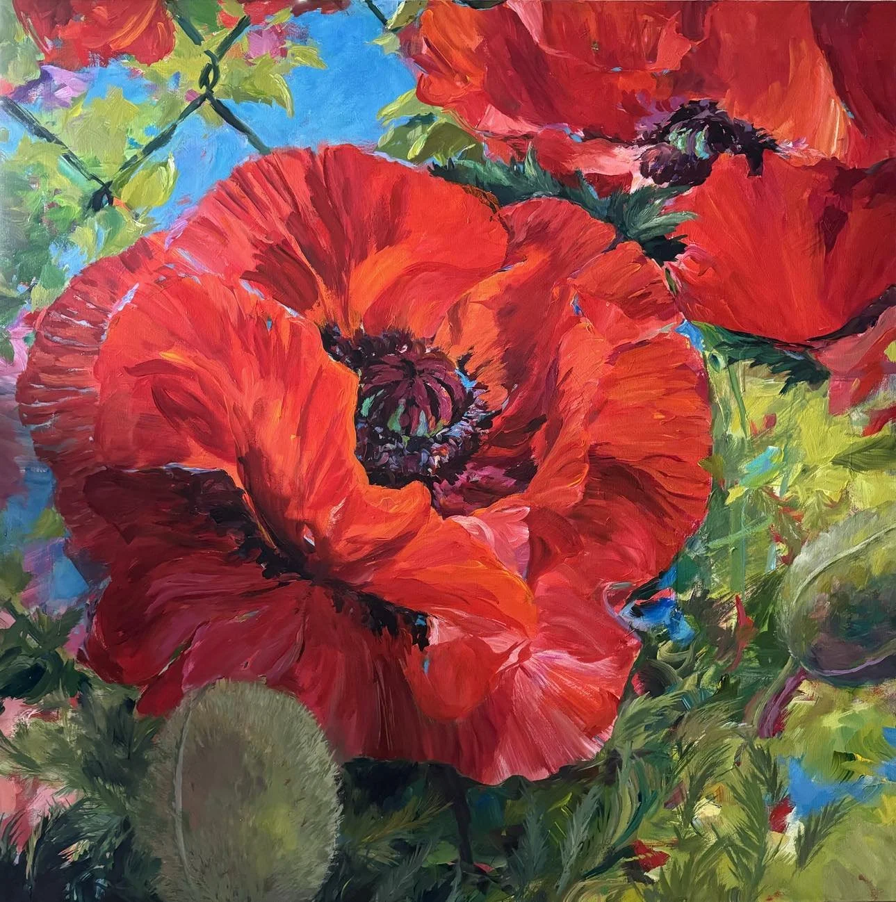 Lively Acrylic Painting - Vibrant Poppies w/ Shirley Sakatani : Sat - Sun, Nov 15-16: 11:00-5:00: All Levels