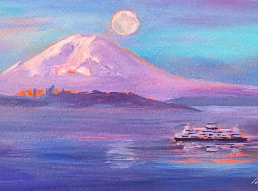 Friday Night Art & Wine - Paint Mt. Rainier w/ Shirley Sakatani:  Sep 11,  5-8 pm - All Levels