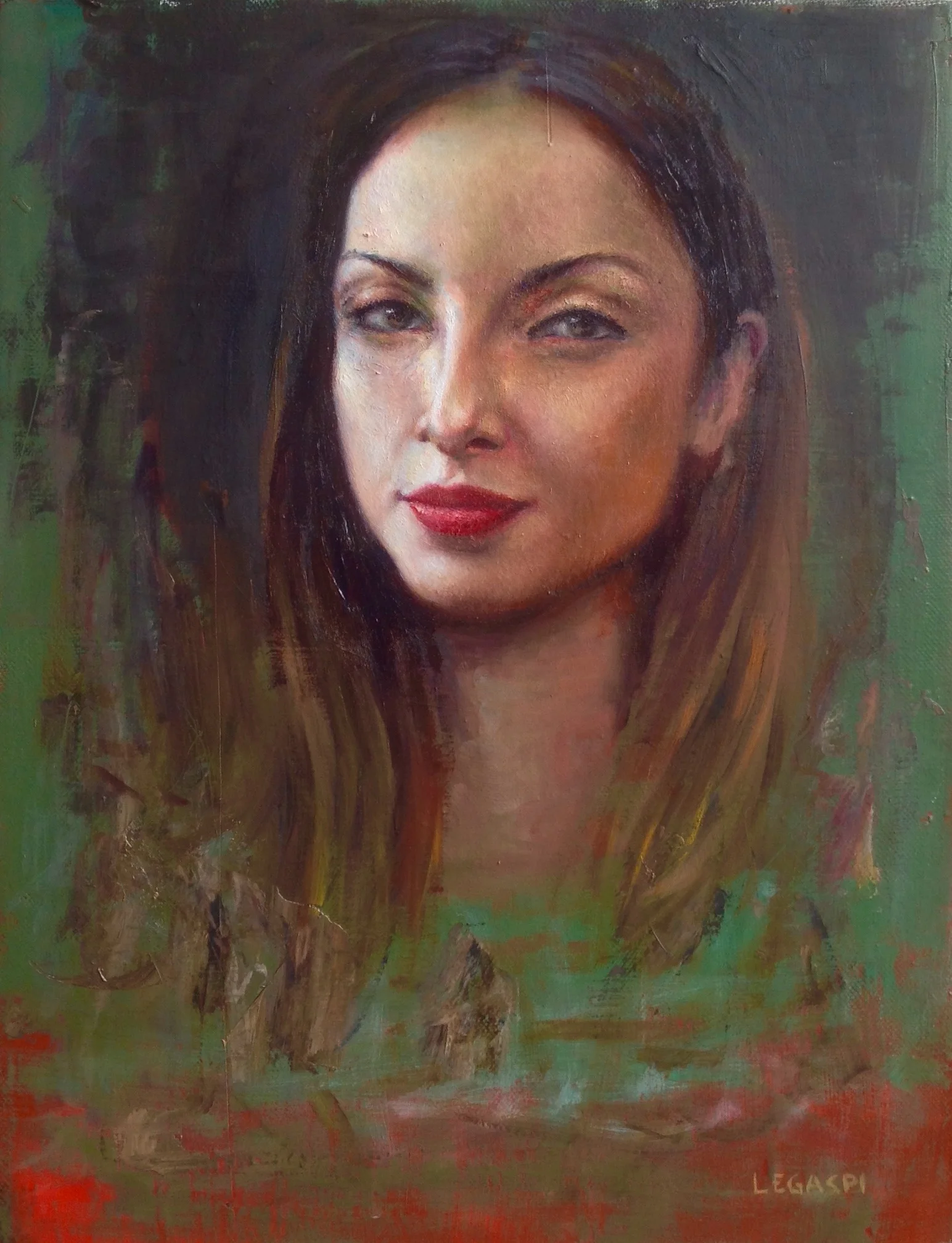 Thomas Legaspi. " Portrait of Mary Ann" oil on canvas. 12 x 16 inches. 2016
