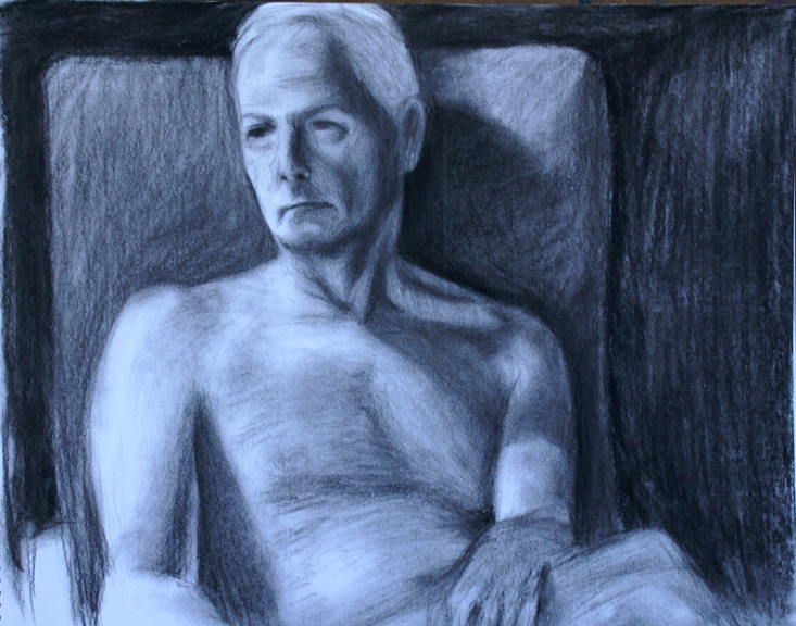 David Merrique- Anatomy and Figure Drawing II- Charcoal and white compressed conte crayon on paper