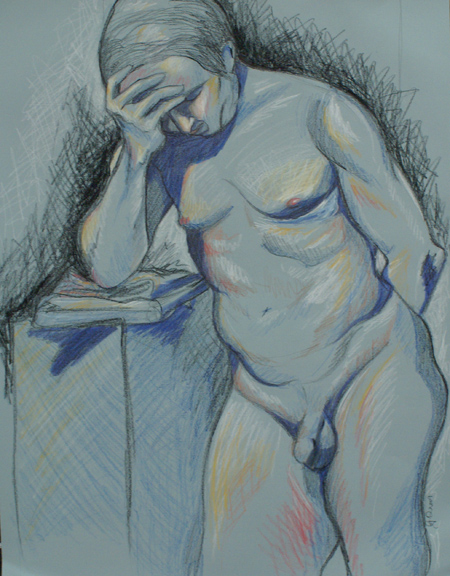 Gabriella D'Abreau- Anatomy and Figure Drawing II. Charcoal and color pencil on paper. 18 x 24 in.