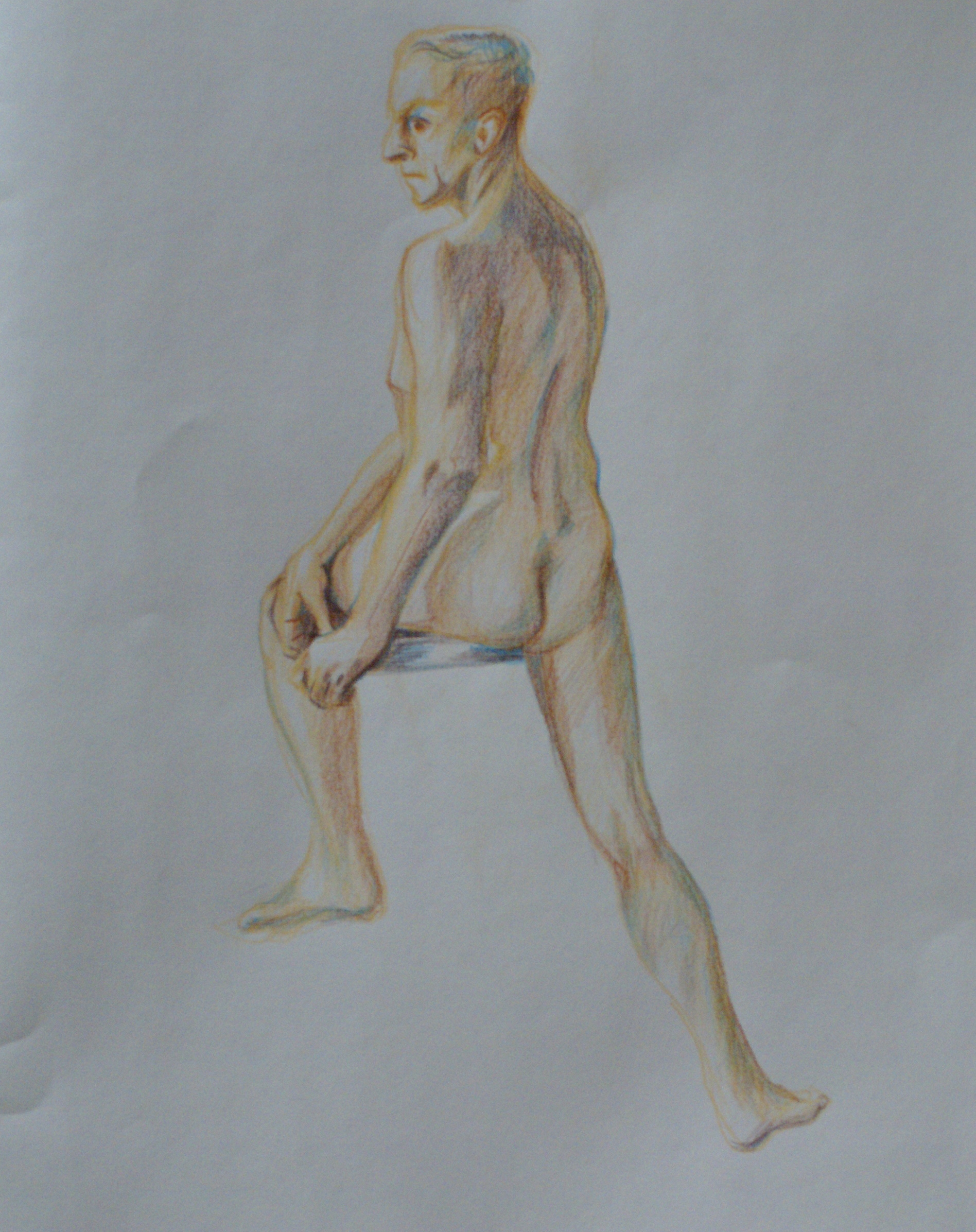 Orlando Rodriguez. Anatomy and Figure Drawing II. Charcoal and color pencil on toned paper. 18 x 24 in.