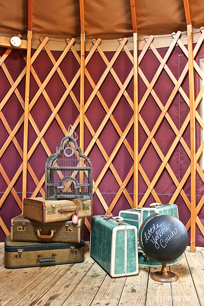 If you know us, you won't be surprised that we brought our vintage luggage glamping.
