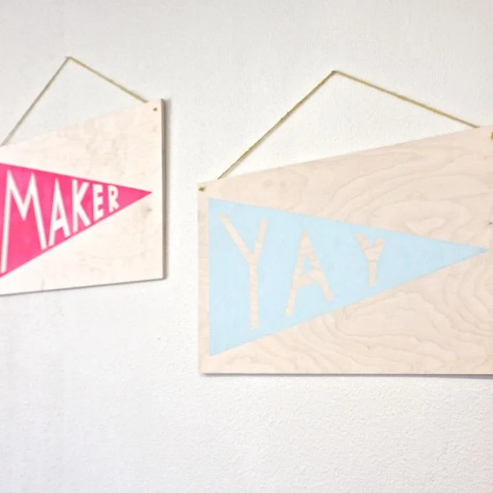 DIY Wood Pennant Print by Lisa Rios of The Makery for Dear Handmade Life . 