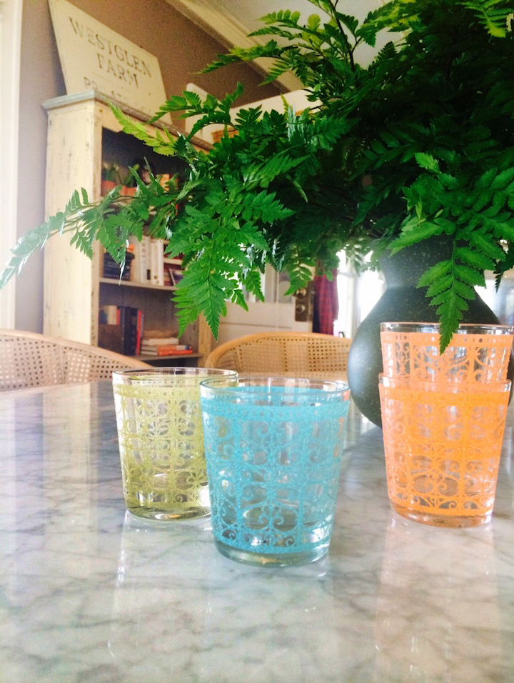 Just out of college, Ellen scooped up a set of six vintage glasses at an antique shop in Hoboken. Four survived her 20's and many moves and are among her longest held and loved possessions. 