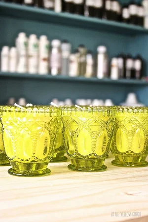 Candles made for Little Yellow Couch by Witch City Wicks