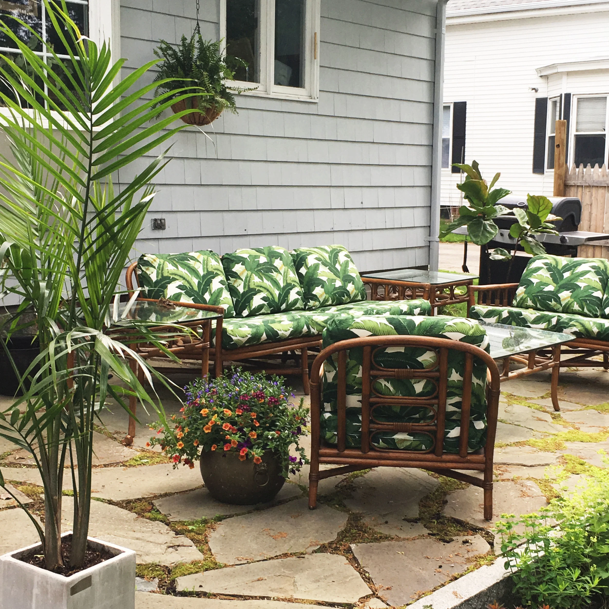 Zandra's Vintage Patio Set With Recovered Cushions