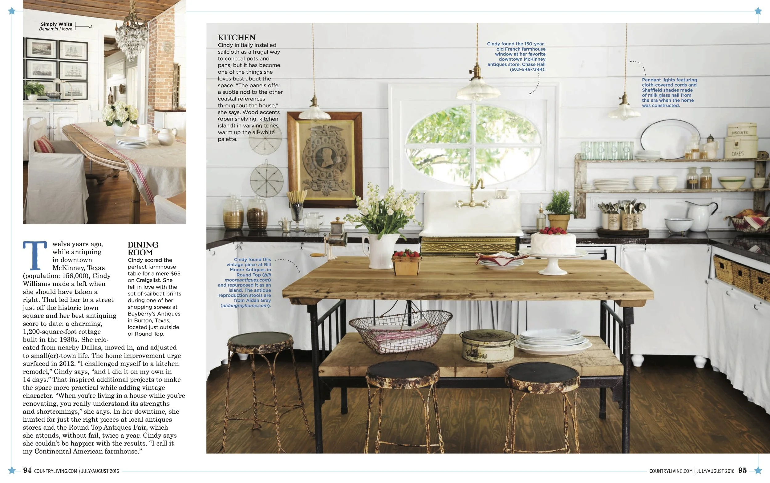 Styling Becki Griffin, Photographed by Buff Strickland for Country Living Magazine. Cindy Williams Homeowner