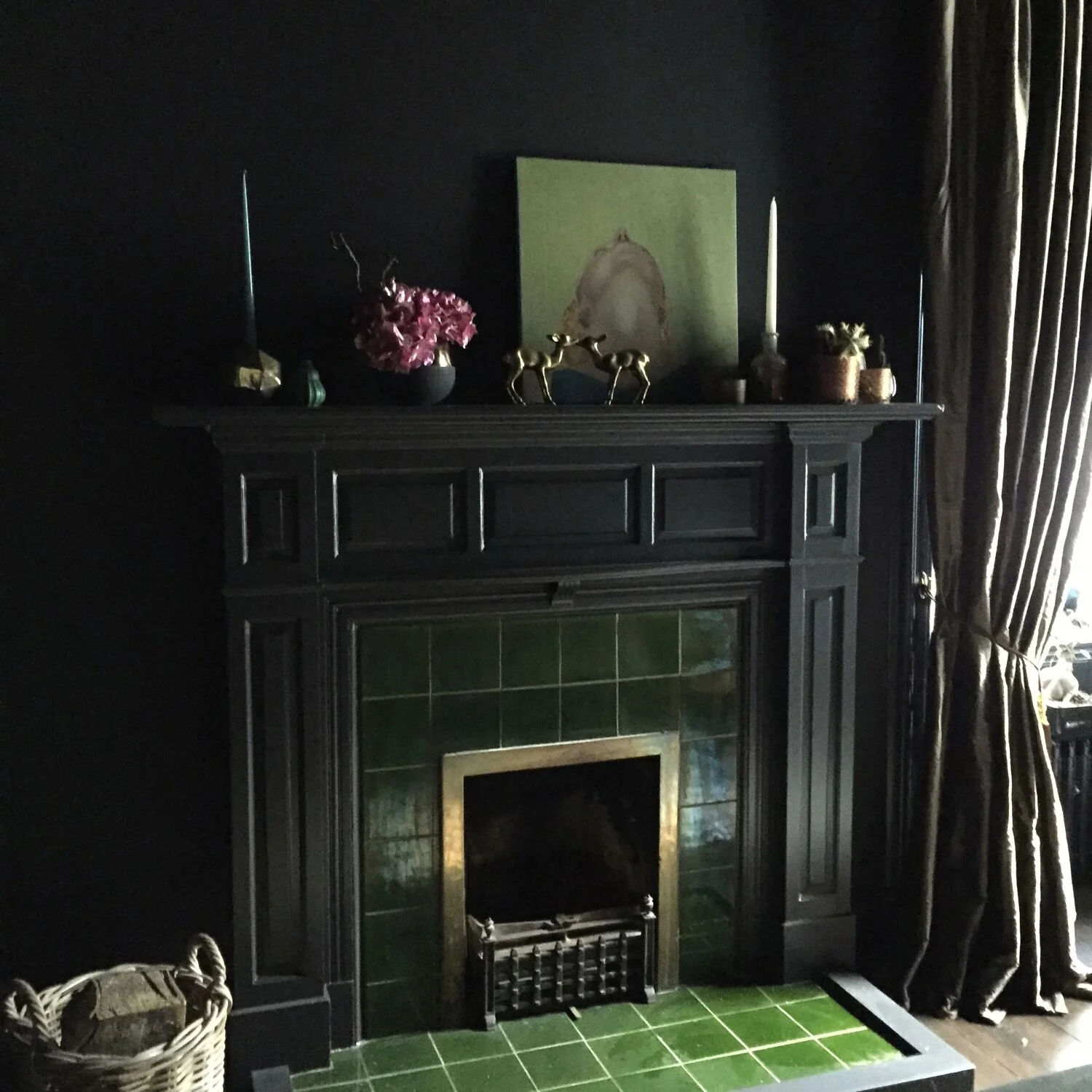 Curious Egg Dining Room Fireplace with Original Victorian Tiles