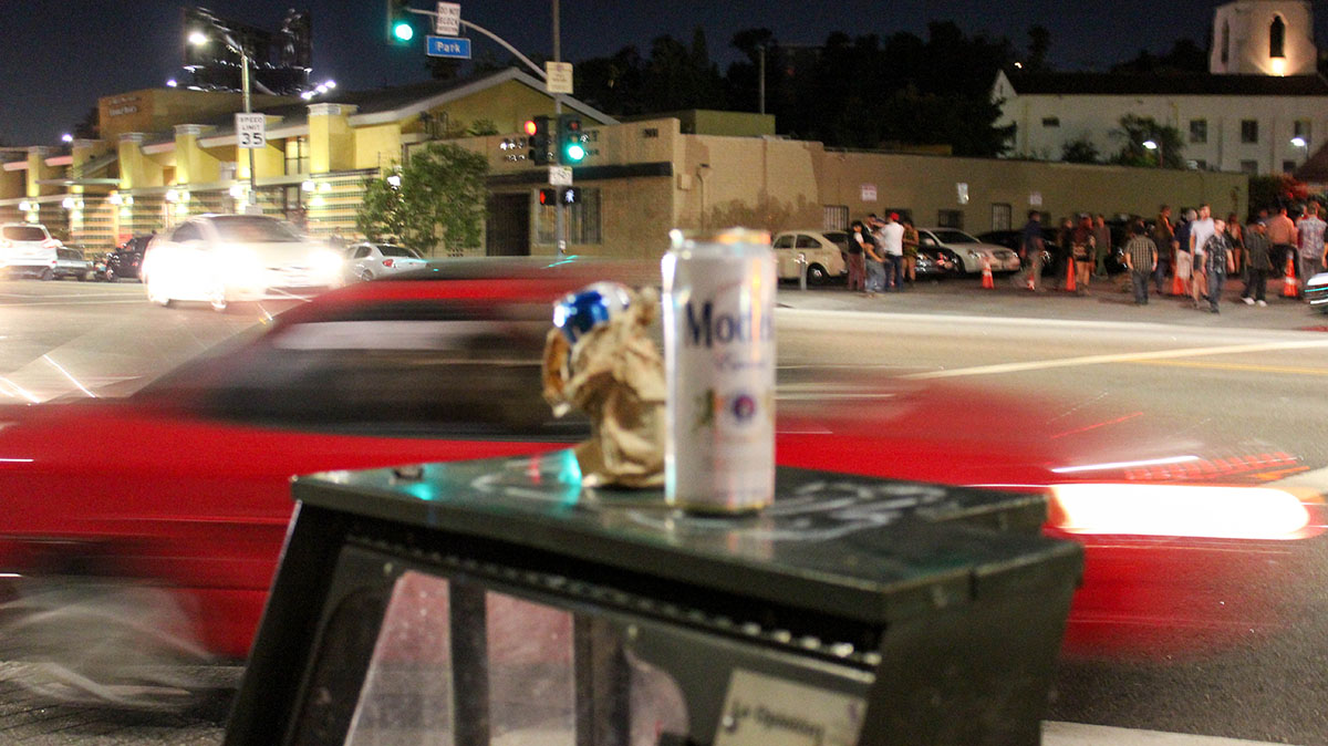 It was an empty beer can kind of corner right across from the stage.