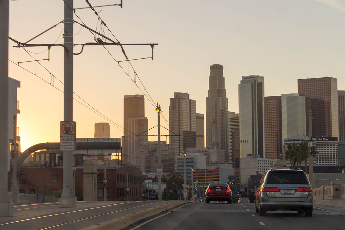 The irresistible DTLA skyline at sunset.