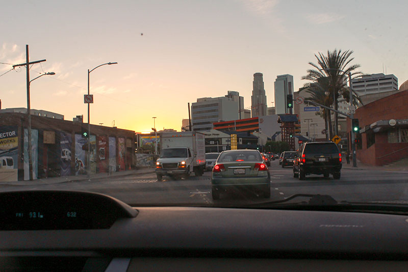 Phase 3: Cityscapes at sunset. Ignore the traffic and dashboard.