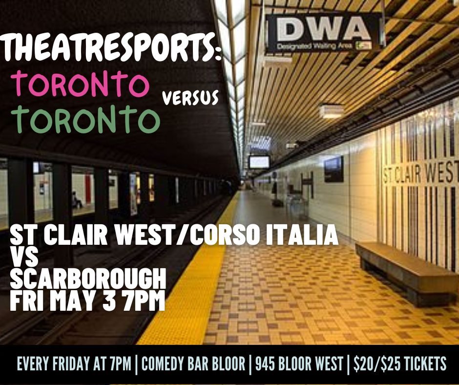 Join us this Friday at @comedybarto for THEATRESPORTS: TORONTO VS. TORONTO! The city's most exhilarating improv comedy battle where neighbourhood pride is at stake and only one neighbourhood can reign supreme! 

This week's neighbourhoods competing f