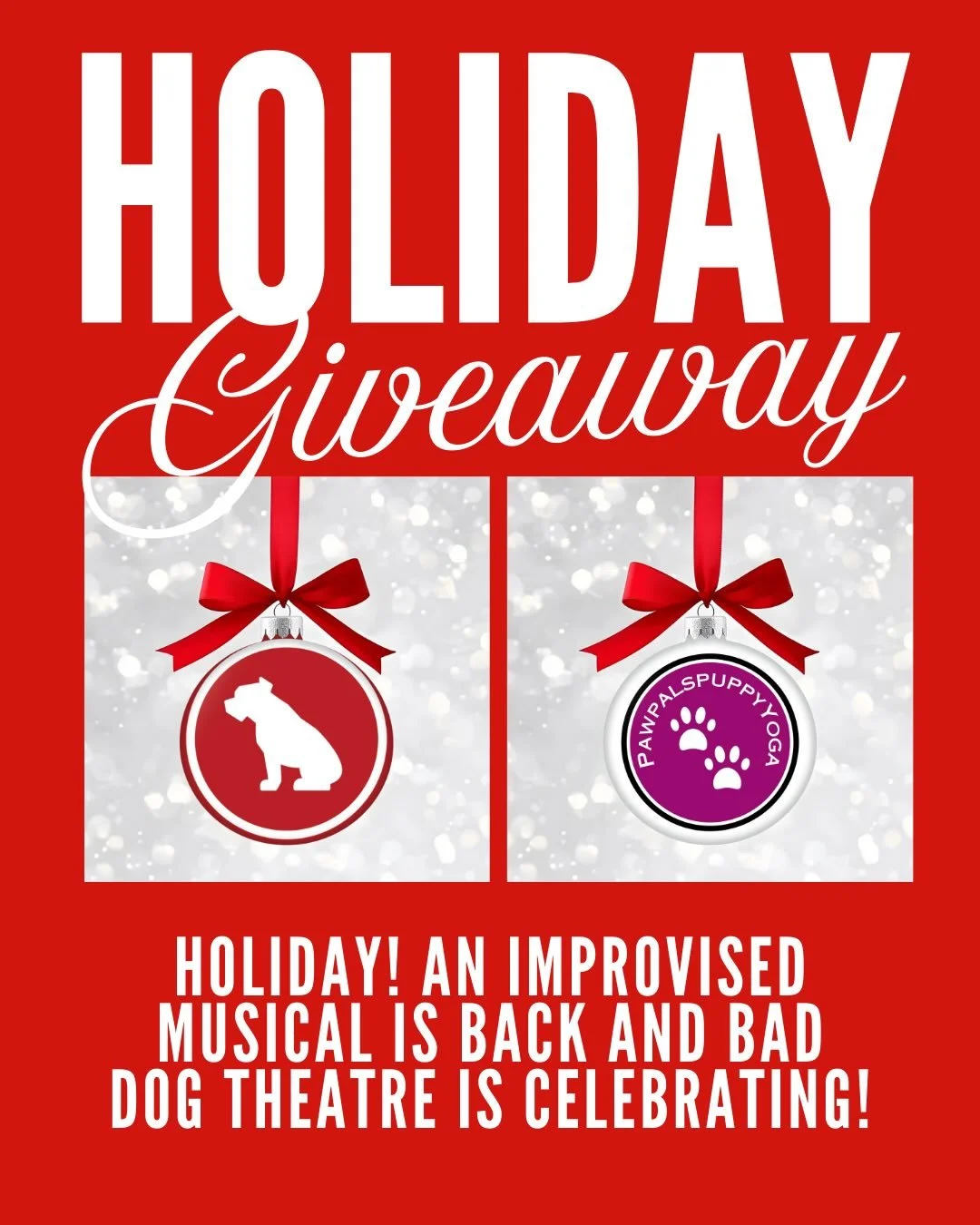 Holiday! An Improvised Musical returns on December 10th and we are celebrating with giveaways leading up to opening night. Today&rsquo;s partner is PawPals Puppy Yoga. Pawpals is Toronto&rsquo;s original puppy yoga experience, blending guided movemen