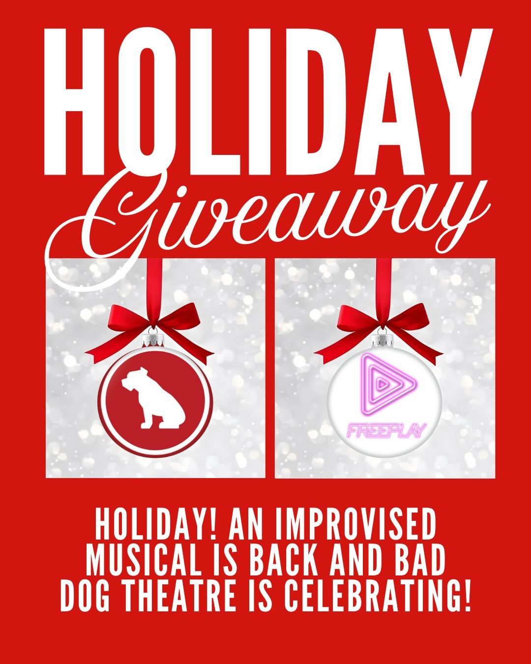 Holiday! An Improvised Musical returns on December 10th and we are celebrating with giveaways leading up to opening night. Today&rsquo;s partner is FreePlay Toronto. FreePlay is a retro-inspired arcade bar offering a mix of games, music, and good vib