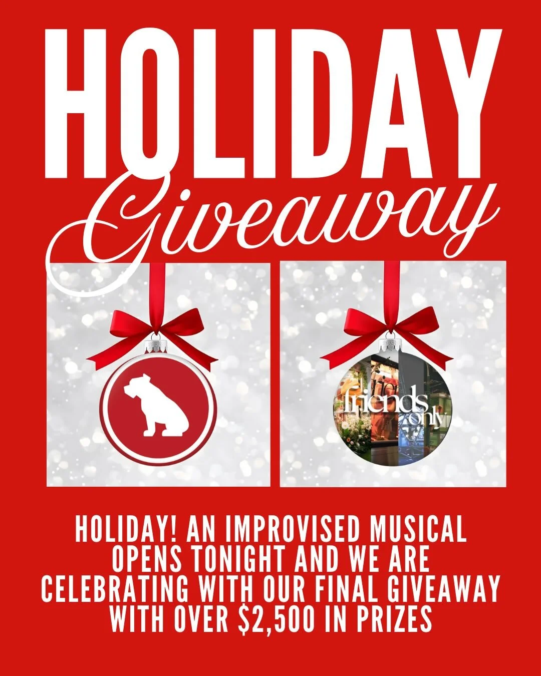 Holiday! An Improvised Musical opens tonight and we are celebrating with our grand prize Holiday giveaway! Today&rsquo;s partner is Friends Only.

Friends Only creates invite-only events that transform iconic Toronto spaces like Billy Bishop Airport,