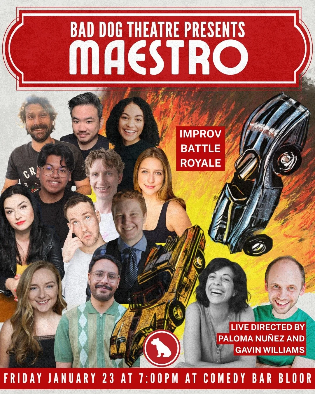Maestro: The Improv Comedy Battle-Royale where a dozen improvisers compete in a crash-and-burn elimination-style showdown. There can only be one survivor, and the power to crown the Maestro is YOURS.

This Week's Directors:
Gavin Williams @tastysandw