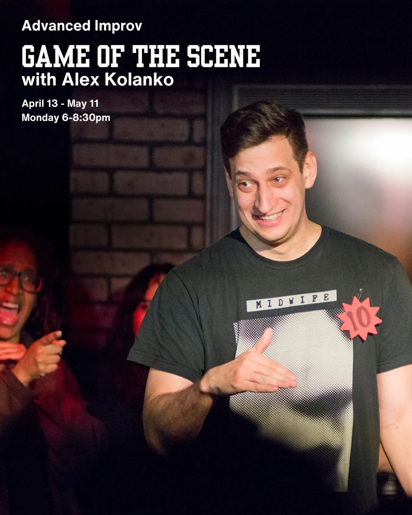 STARTING SOON!

Game Of The Scene is all about maximizing comedic potential of an improvised scene. This class is designed for advanced improvisors to better understand this concept and its corresponding techniques to identify what&rsquo;s funny and 