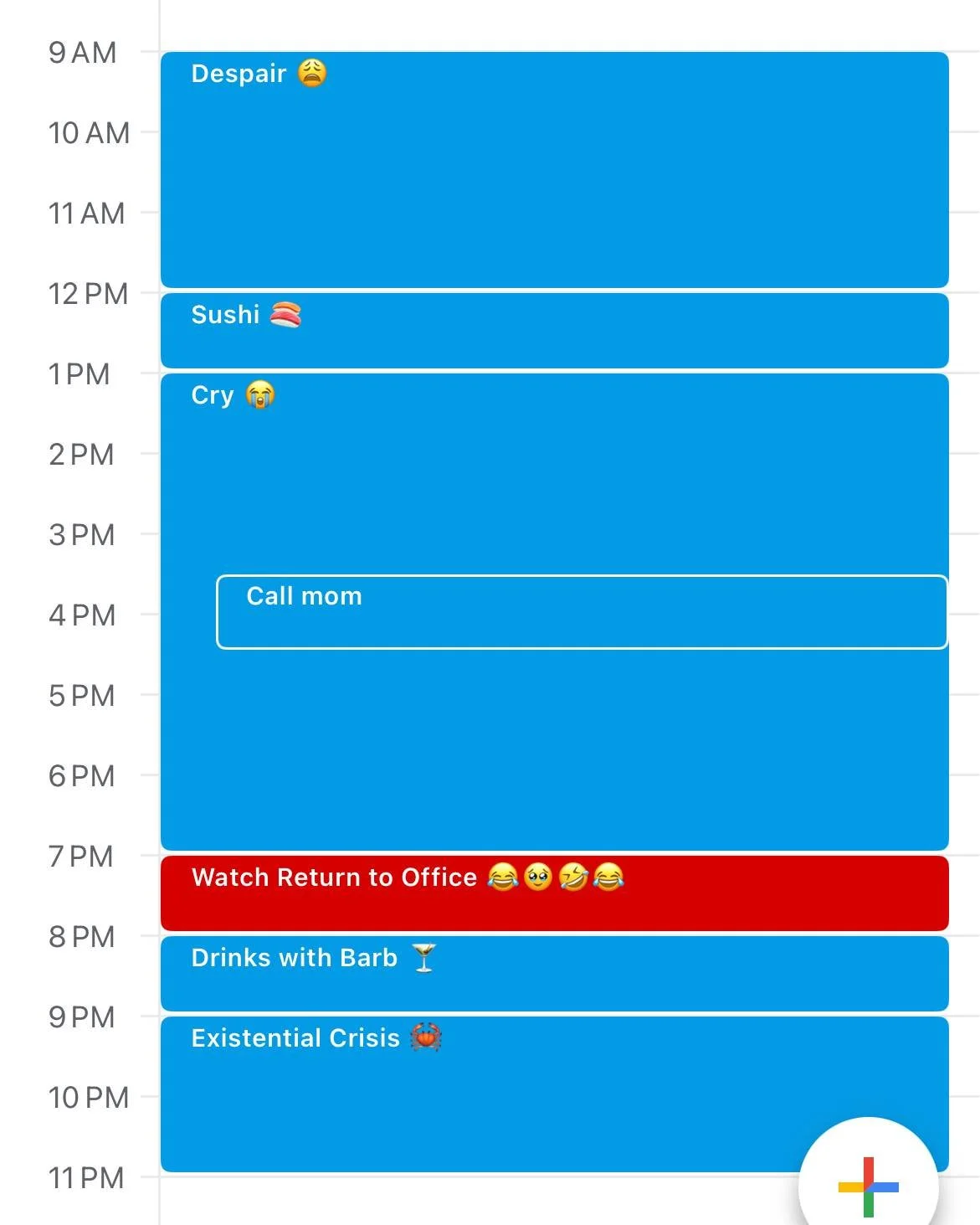 Subject: Clarification Regarding Emotional Containment

It has come to our attention that some employees have been experiencing feelings.

Please be advised that these may be processed safely at RETURN TO OFFICE.

Approved expressions include:
✔ laug