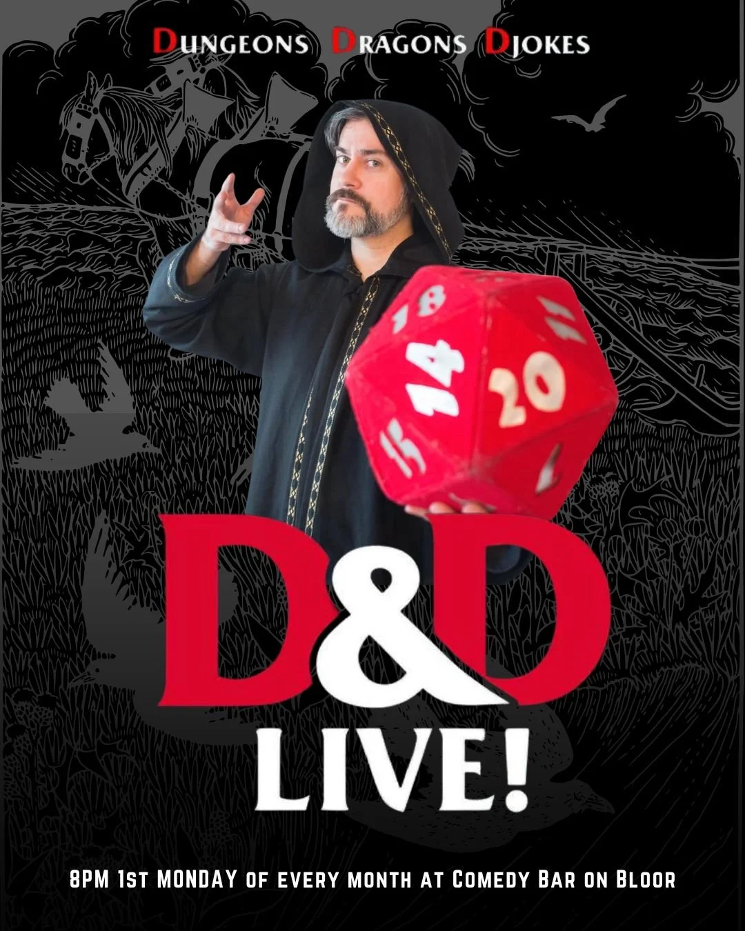 🐉🎲 Journey to the fantastic, yet familiar, realm of T&rsquo;Rannah in Toronto&rsquo;s premier unscripted adventure comedy serial!

Audience members will be asked to take up the 20 sided Die of Power and roll to determine the fate of our heroes as t