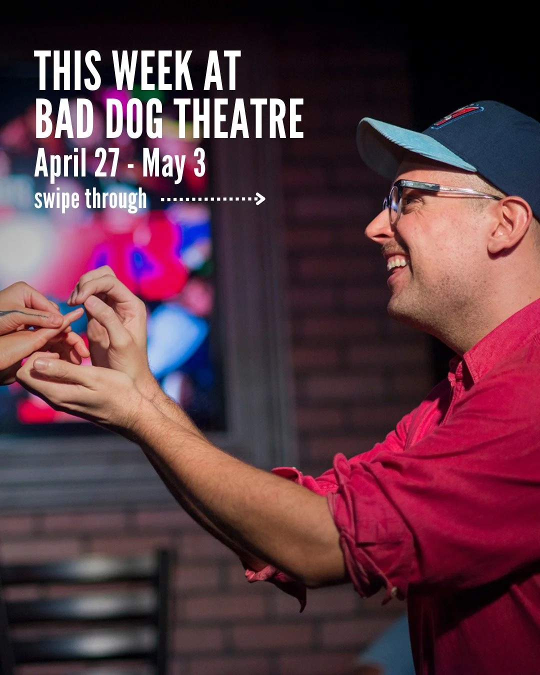 Check out what's going on at Bad Dog Theatre this week!

MARQUEE SHOWS 

🤠 THE GOOD, THE BAD, THE YOUNG &amp; THE RESTLESS 
Fri, May 1 | 7pm | @comedybar (945 Bloor St. West) 

The Good, The Bad, The Young &amp; The Restless. Welcome to the wild wes