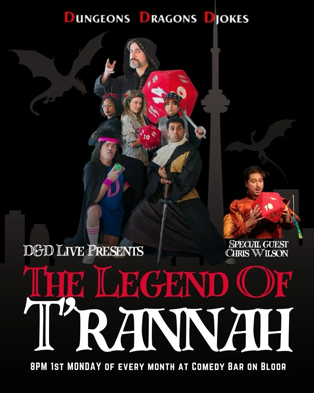 🐉🎲 Journey to the fantastic, yet familiar, realm of T&rsquo;Rannah in Toronto&rsquo;s premier unscripted adventure comedy serial!

This month we have guest star @imchriswilson returning! 

Audience members will be asked to take up the 20 sided Die 