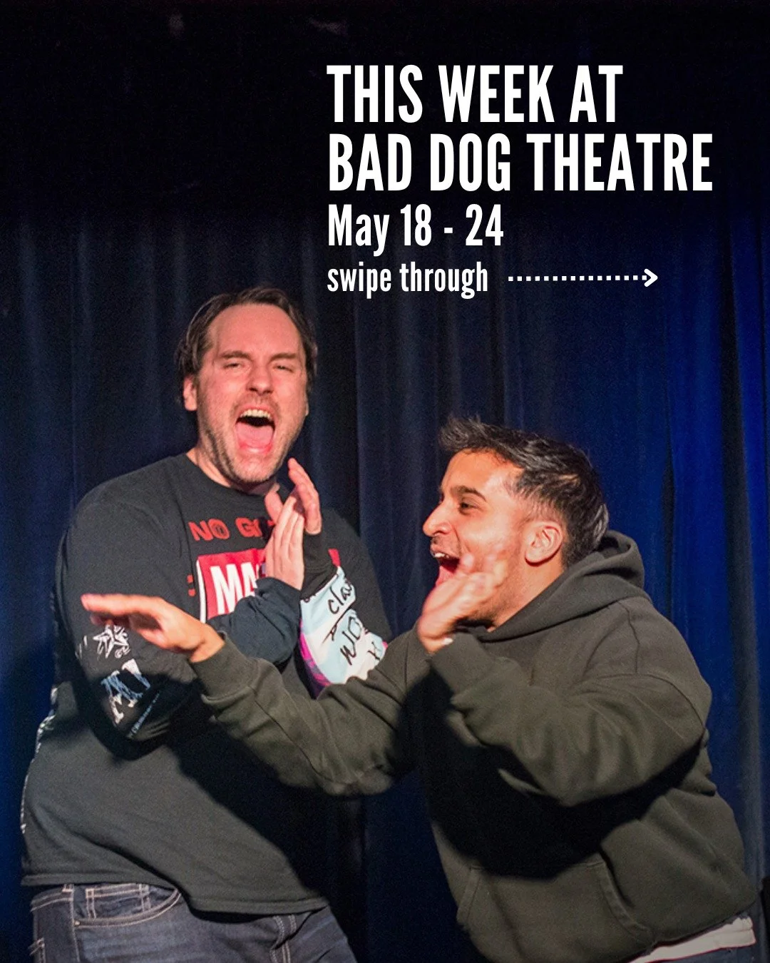 Check out what's going on at Bad Dog Theatre this week!

MARQUEE SHOWS 

🤠 THE GOOD, THE BAD, THE YOUNG &amp; THE RESTLESS 
Fri, May 22 | 7pm | @comedybar (945 Bloor St. West) 

The Good, The Bad, The Young &amp; The Restless. Welcome to the wild we