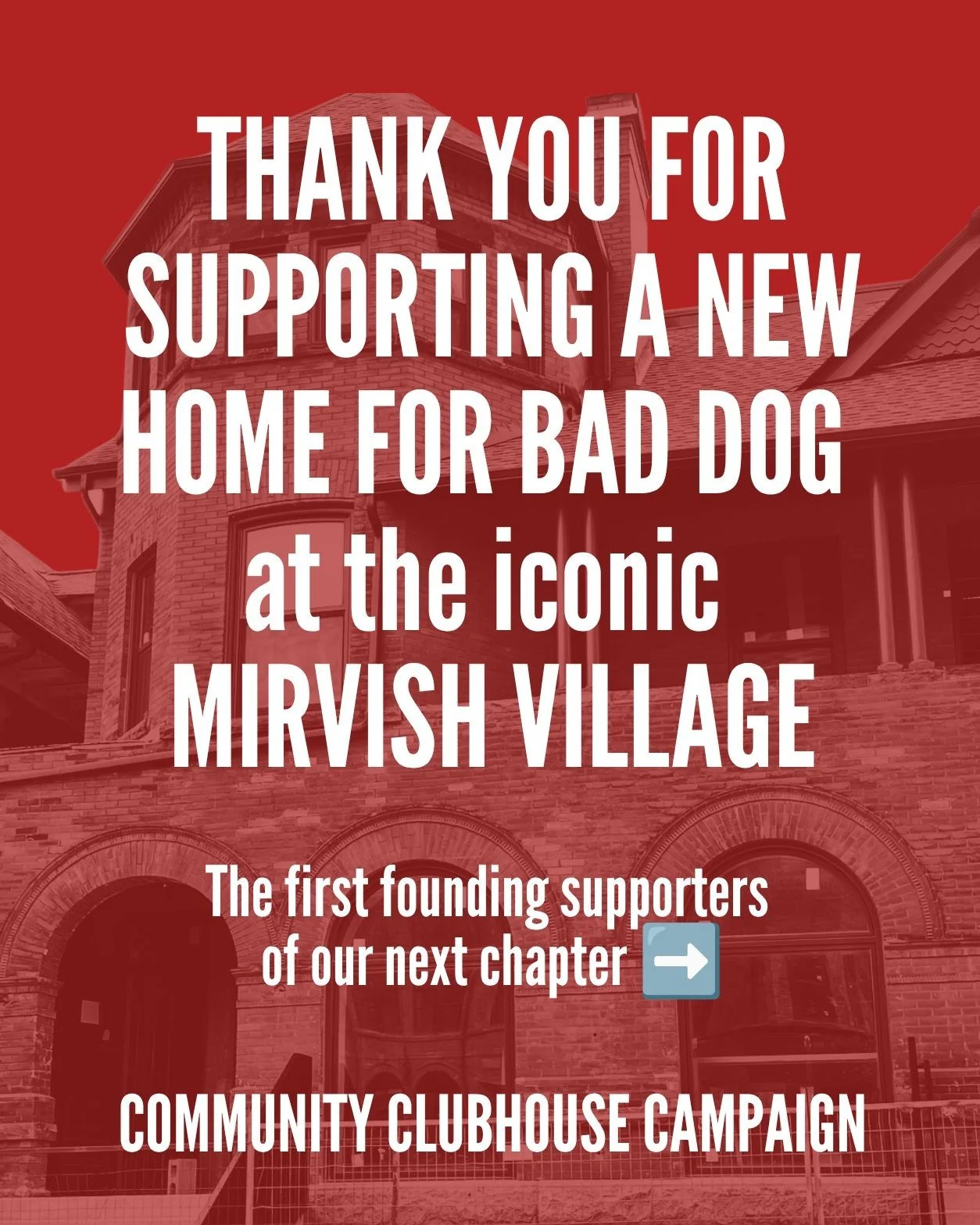🏡 THANK YOU SO MUCH to our generous supporters! We're steps closer to building a new home for Bad Dog! 

For more than 40 years, Bad Dog has been a place where people found creativity, confidence, friendship, artistic opportunity, and community.

No