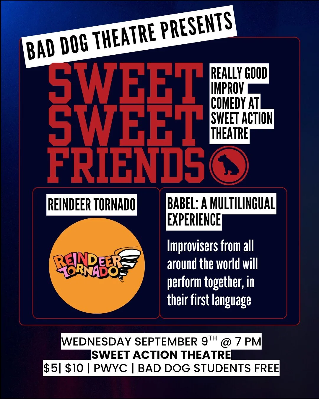 Join us for a Sweet Sweet Wednesday, September 7 at @sweetactiontheatre! This week a delectable selection of RISING STARS take the stage once more to bring you an extra helping of laughs! Our Alumni All-Stars will be joined by special guest stars and