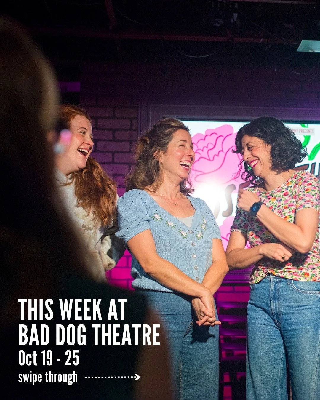 Check out what's going on at Bad Dog Theatre this week!

MARQUEE SHOWS: 

🌹ROSES &amp; THORNS 
Fri, Oct 23 | 7pm | @comedybarto (945 Bloor St. West) 

Roses &amp; Thorns the feel-good hit returns to Bad Dog! An improvised comedy aimed at audiences l