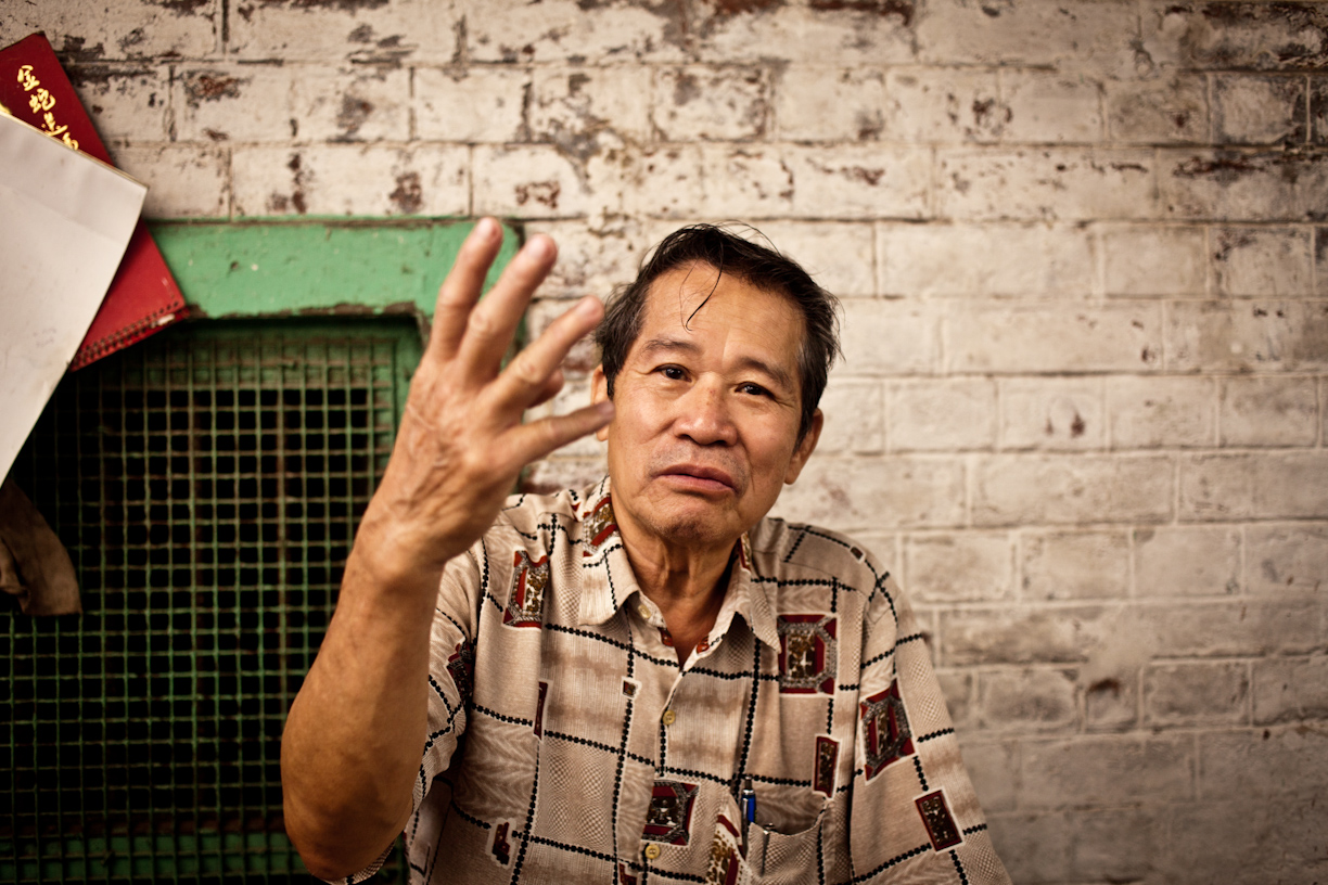 Mr Chung is the eldest survivor of four generations who have lived in China Town. His grandparents escaped from China and fled through Burma to make a new life in India, selling Haka noodles on the street. Mr Chung is the owner of a successful Chinese restaurant. His sons who all live and work abroad.
