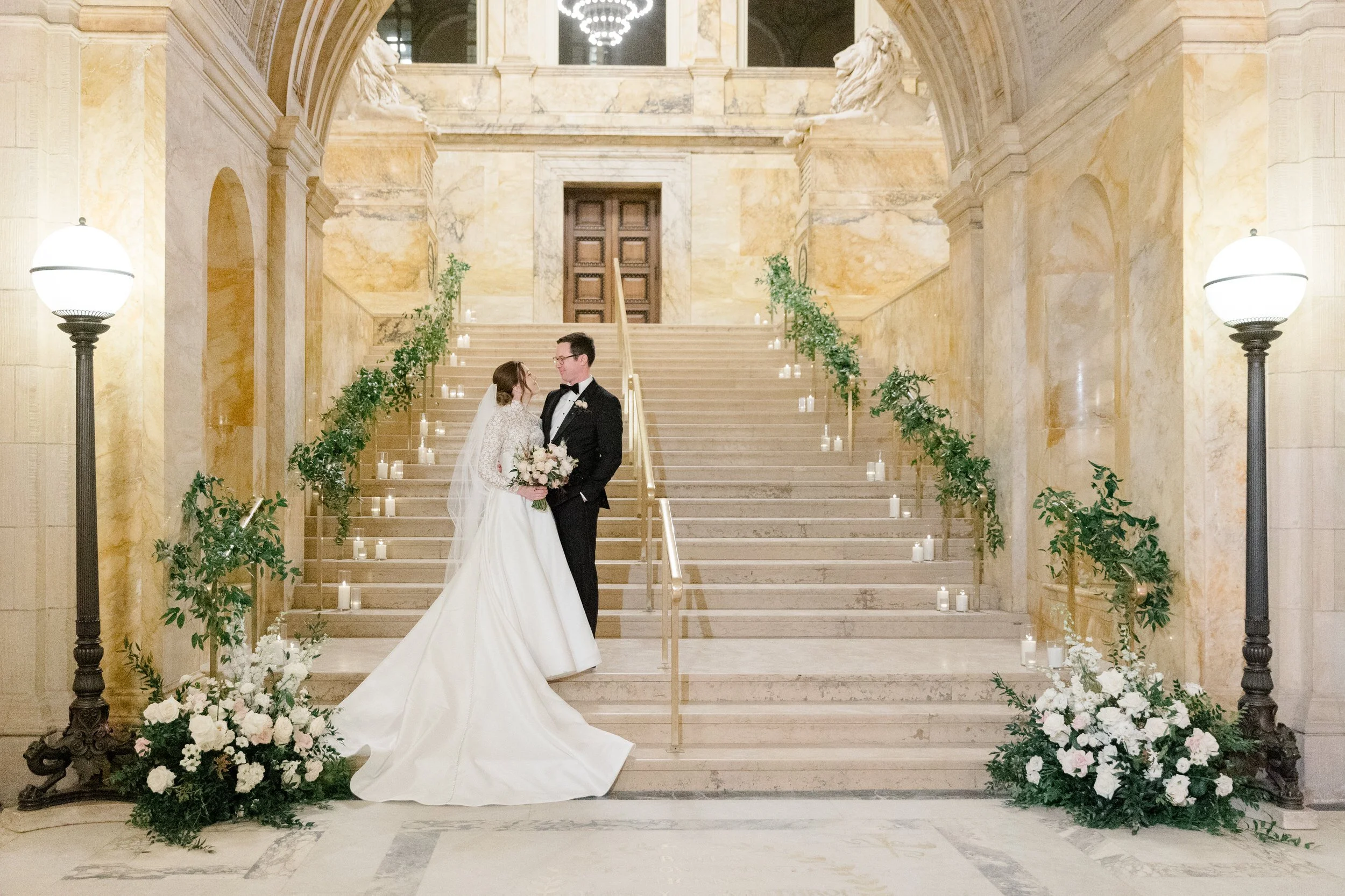 Snowy Boston Public Library Winter Wedding