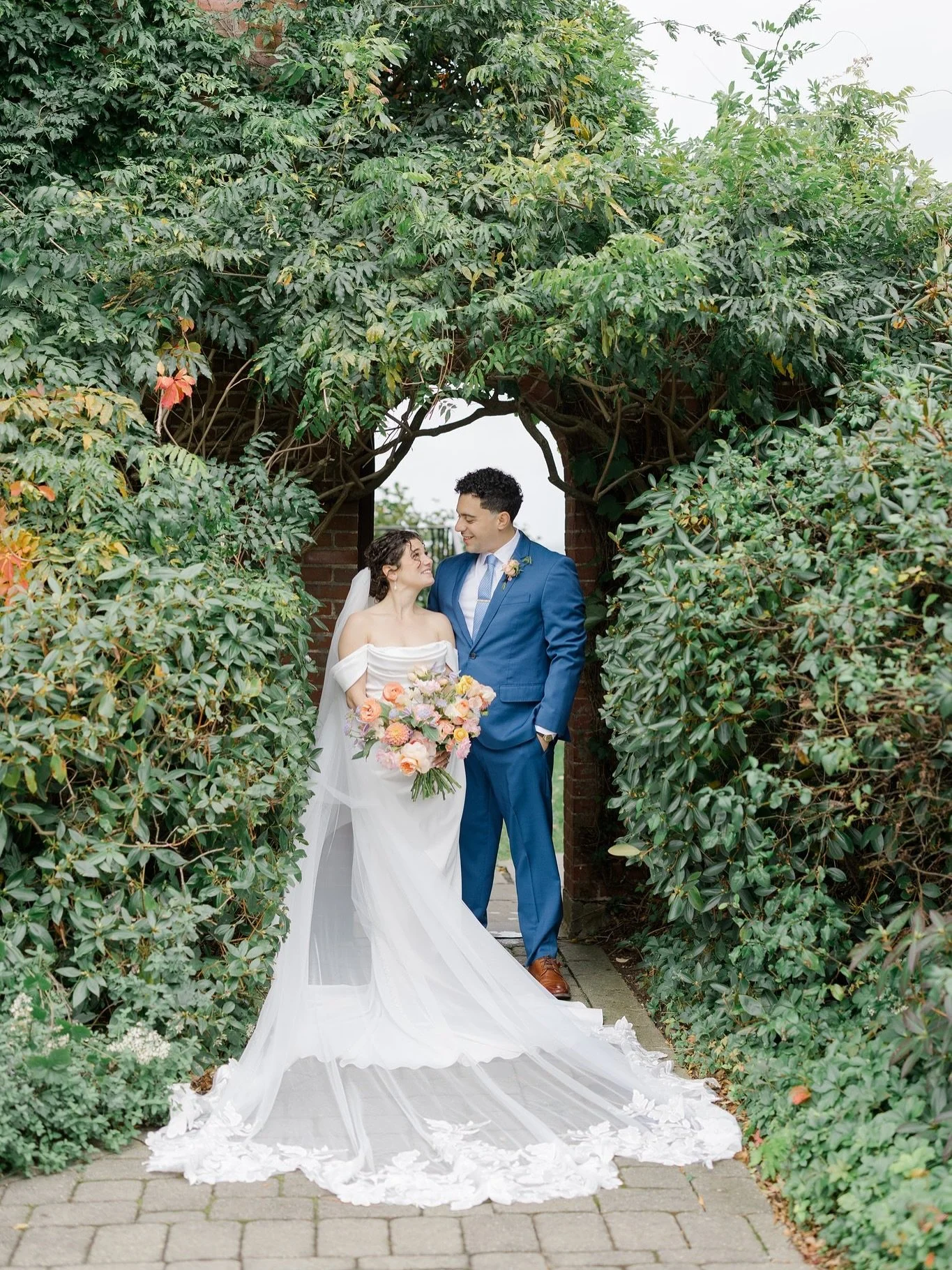 This cool and misty October day at #misselwood was brightened by the joy of this couple, the cheerful florals and the vibrant energy of their loved ones. While the rest of the state got rain all day, we were mostly spared except for a few drops durin