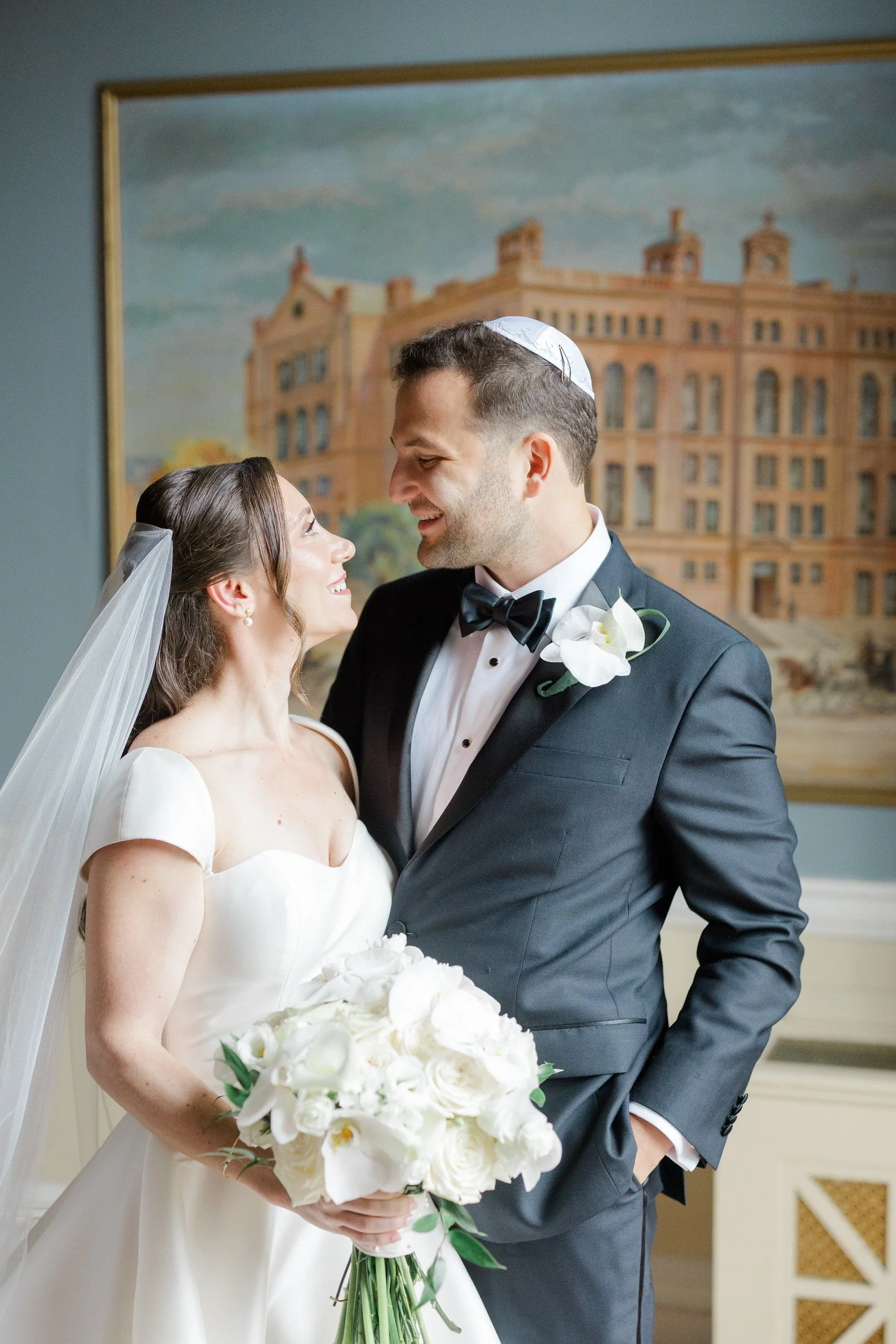 Couple portraits at the Harvard Club of Boston Wedding