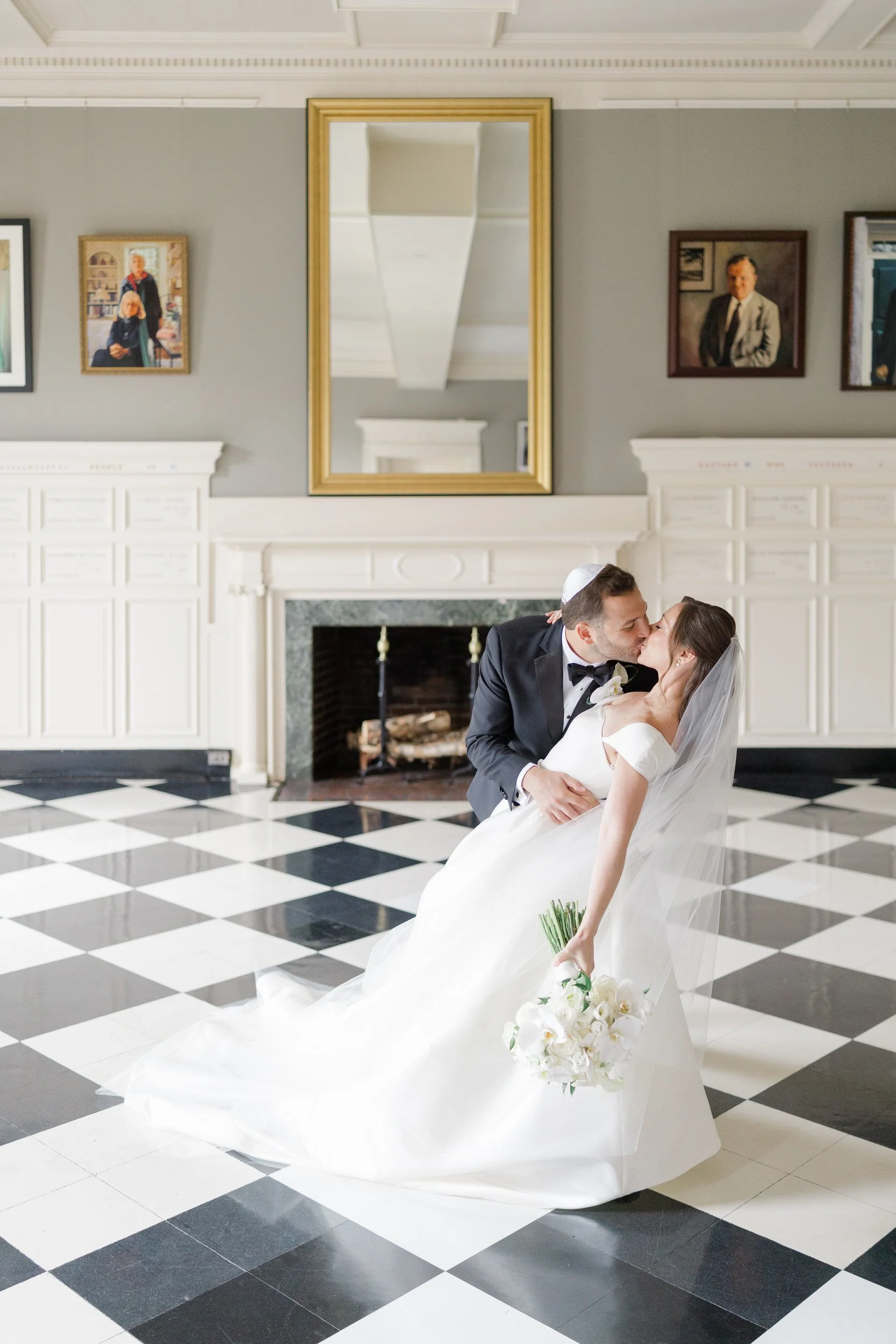 Couple portraits at the Harvard Club of Boston Wedding