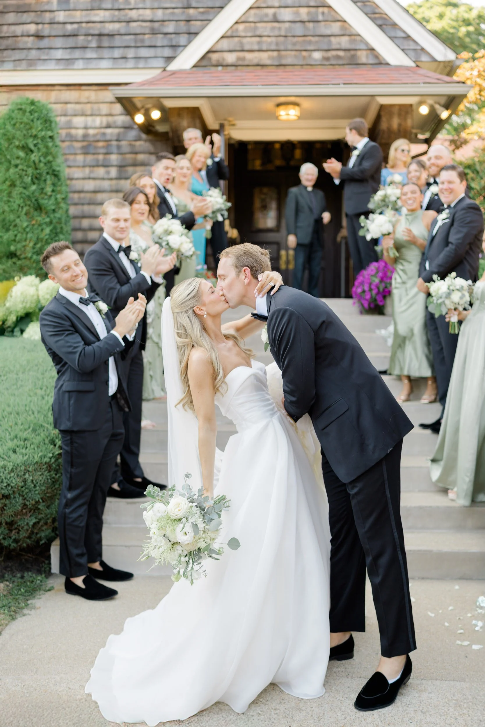 Couple's portraits at St Thomas More Church Wedding