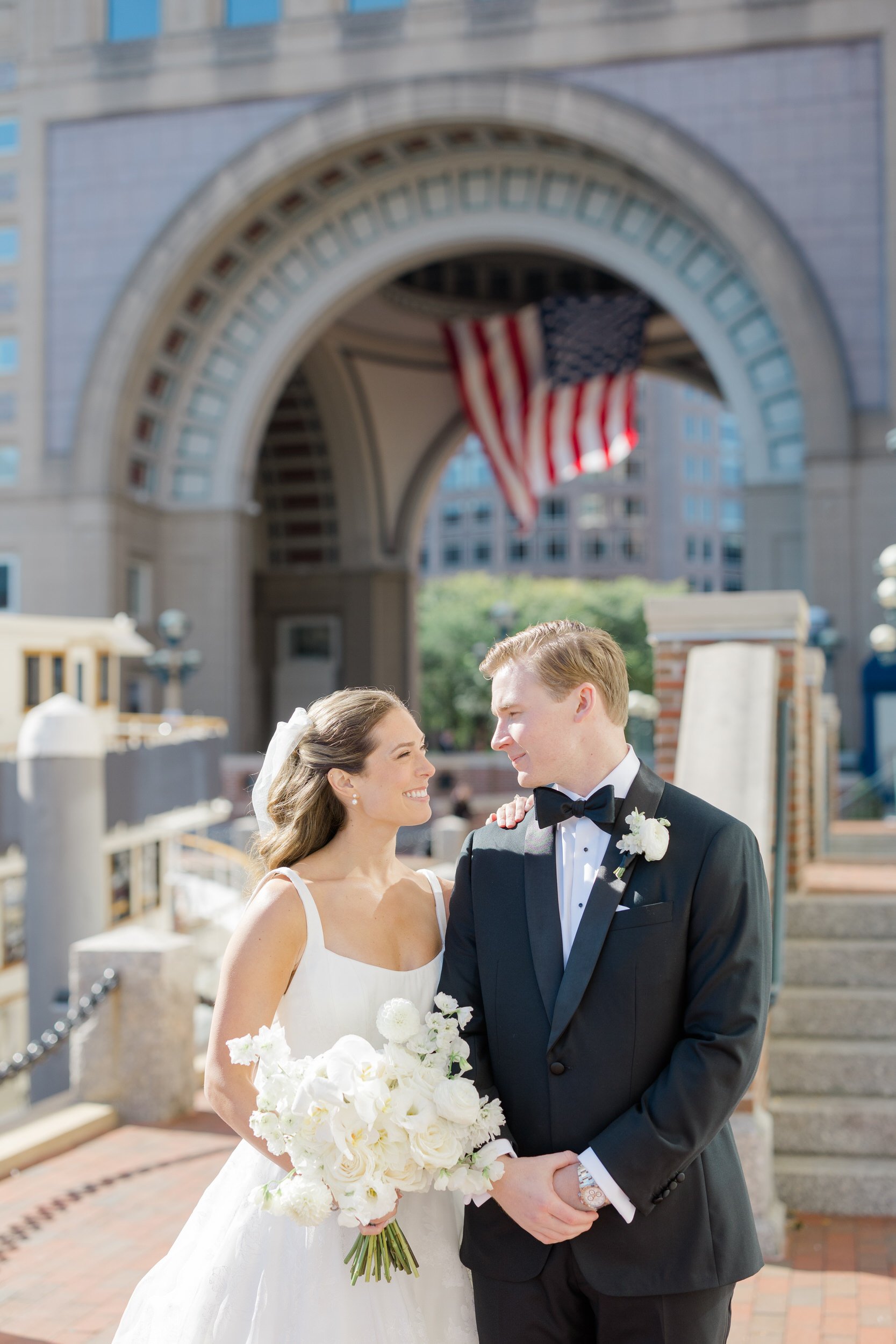 Couple portraits  at Boston Harbor Hotel Wedding