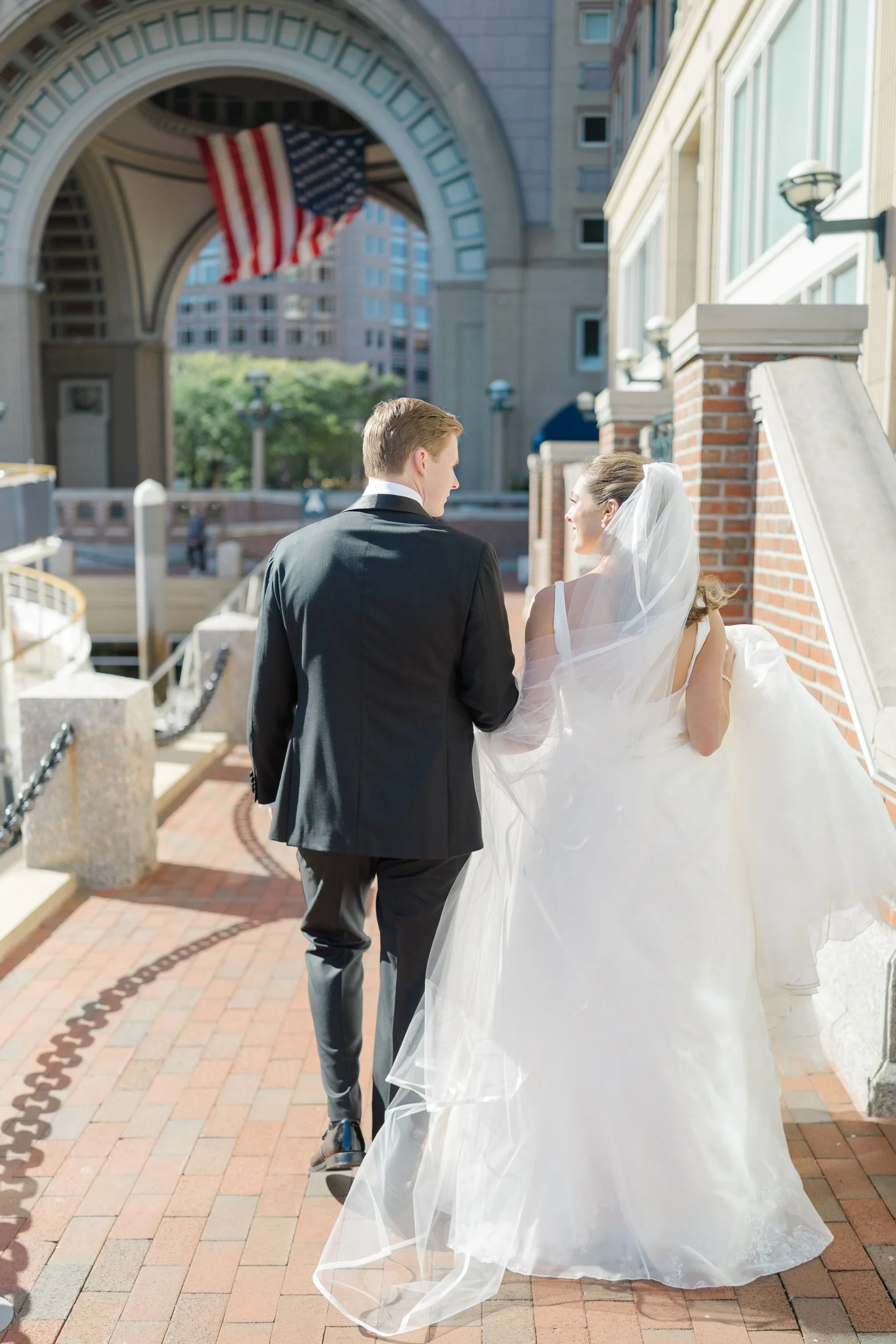 Couple portraits  at Boston Harbor Hotel Wedding