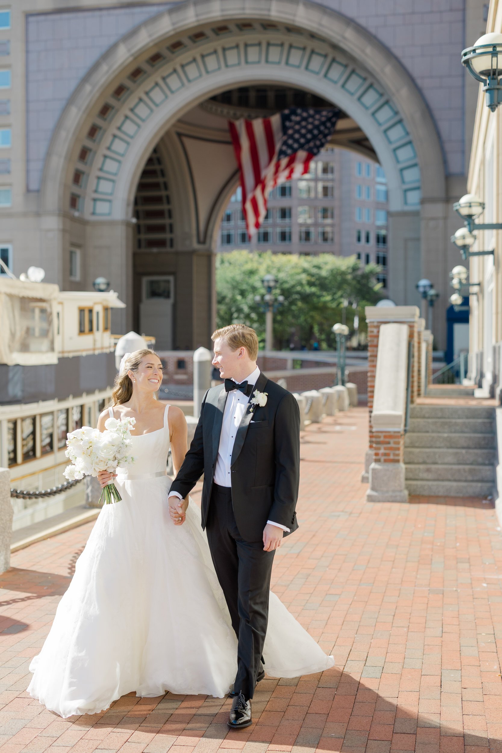 Couple portraits  at Boston Harbor Hotel Wedding