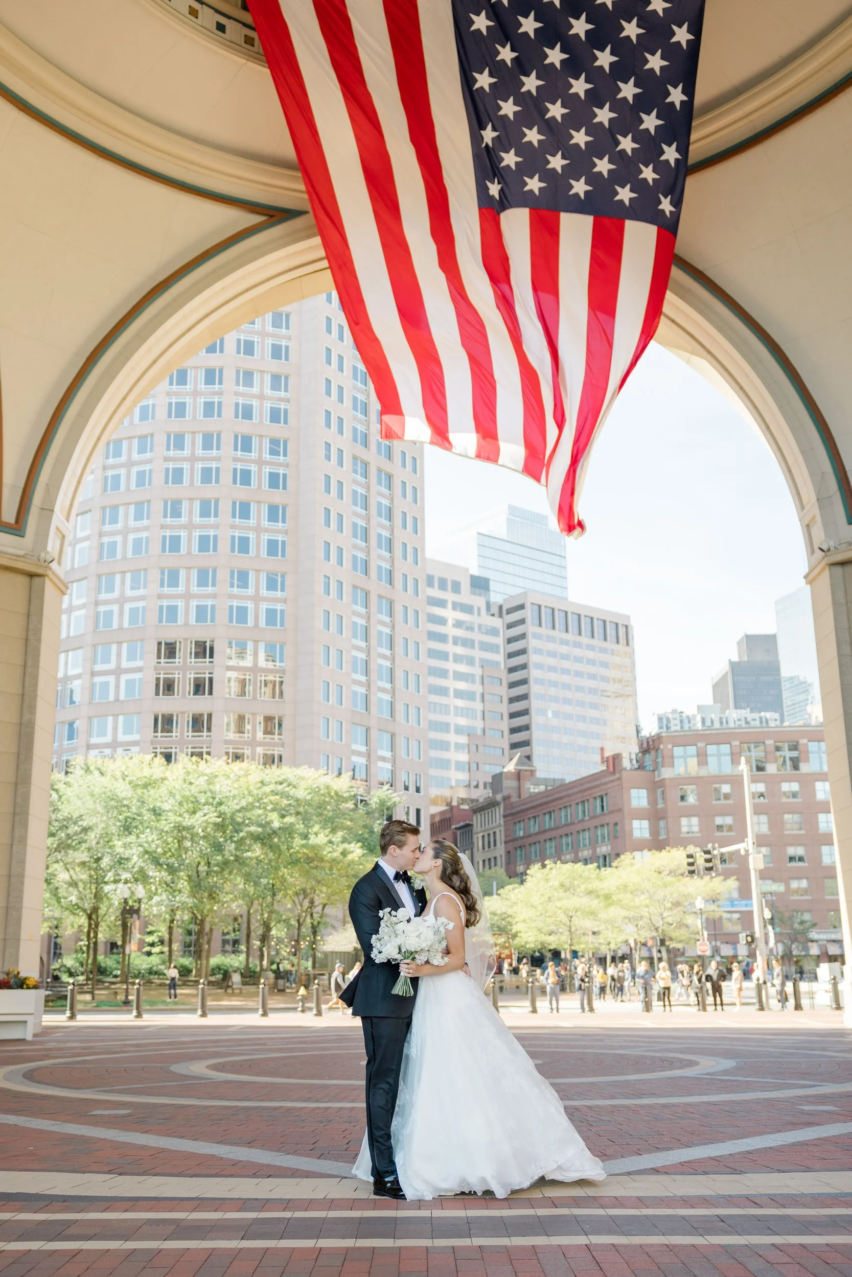 Couple portraits  at Boston Harbor Hotel Wedding