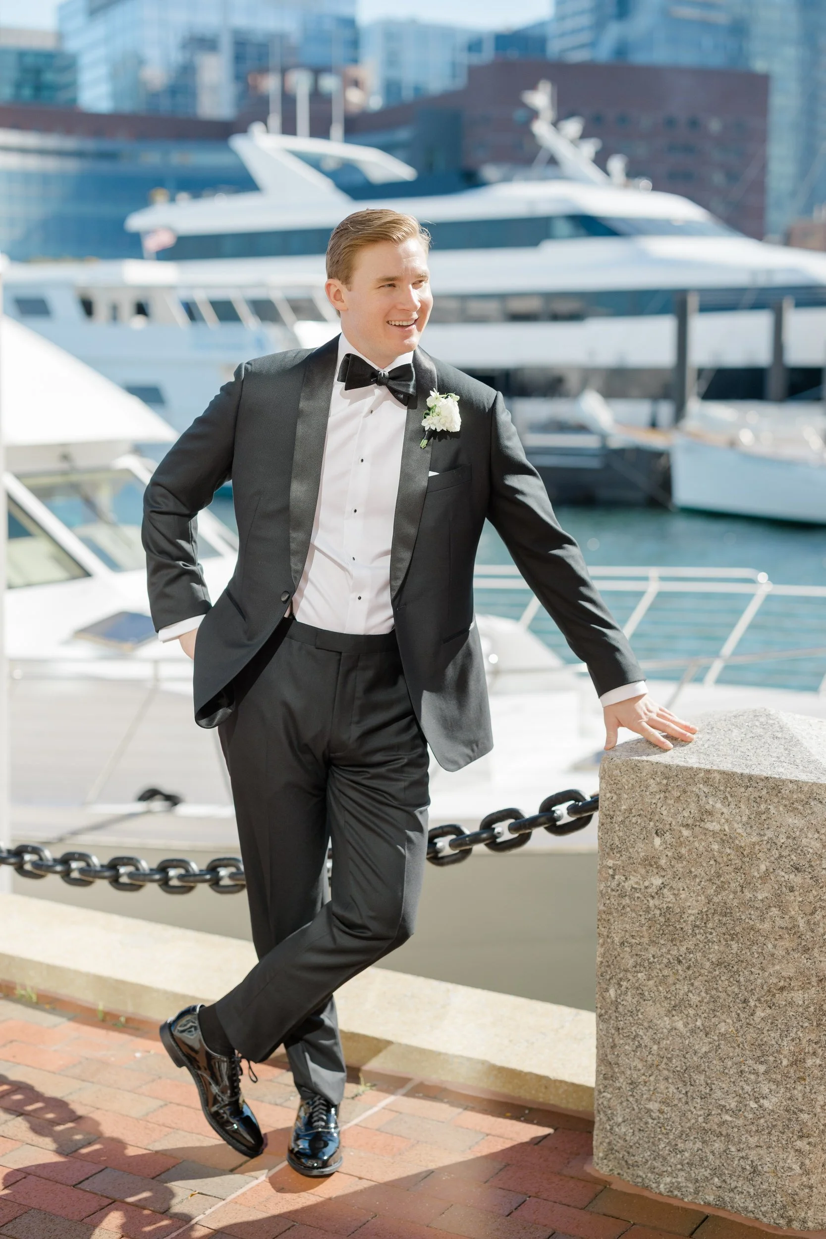 Couple portraits  at Boston Harbor Hotel Wedding
