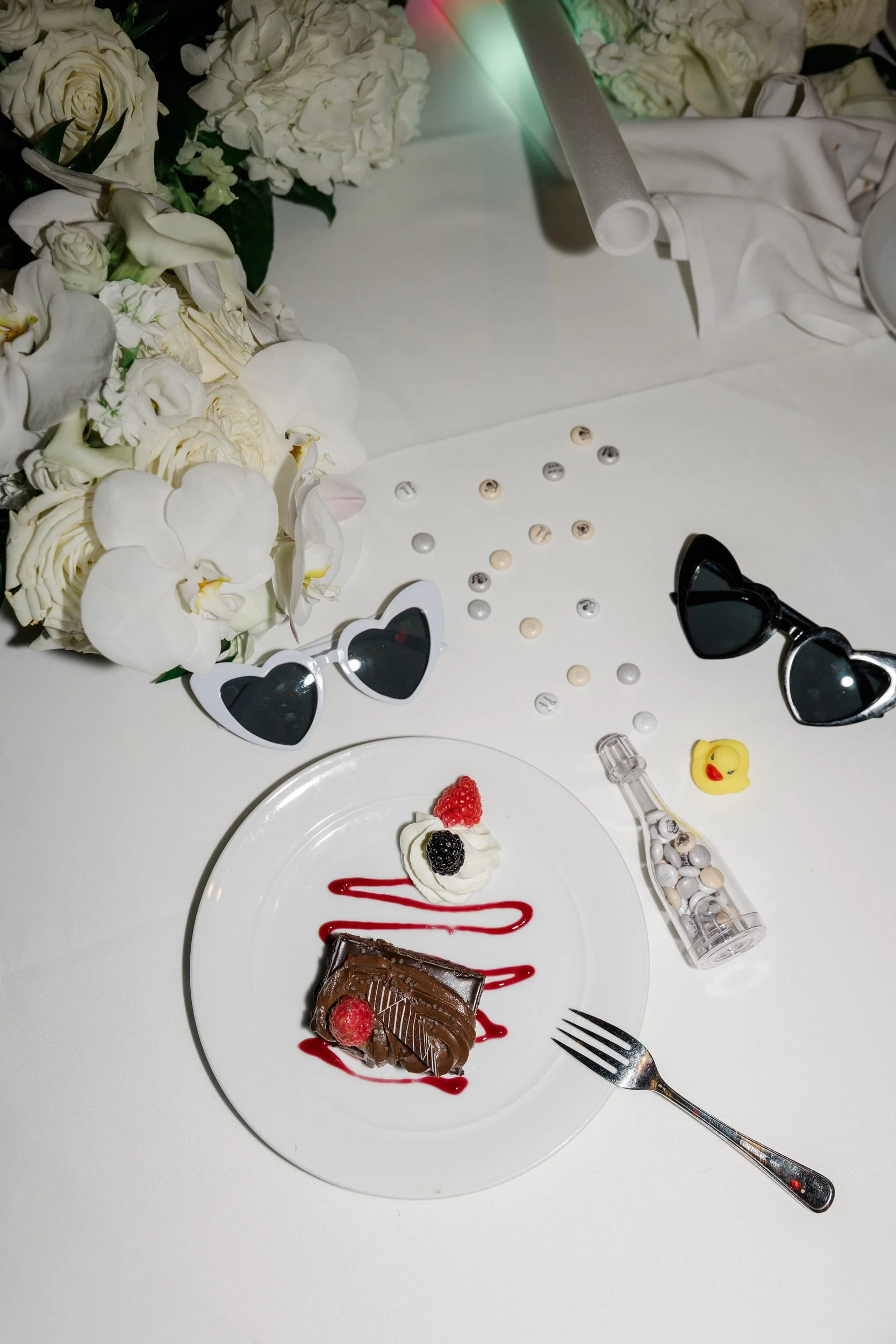 Late night flat lay at the Harvard Club of Boston Wedding
