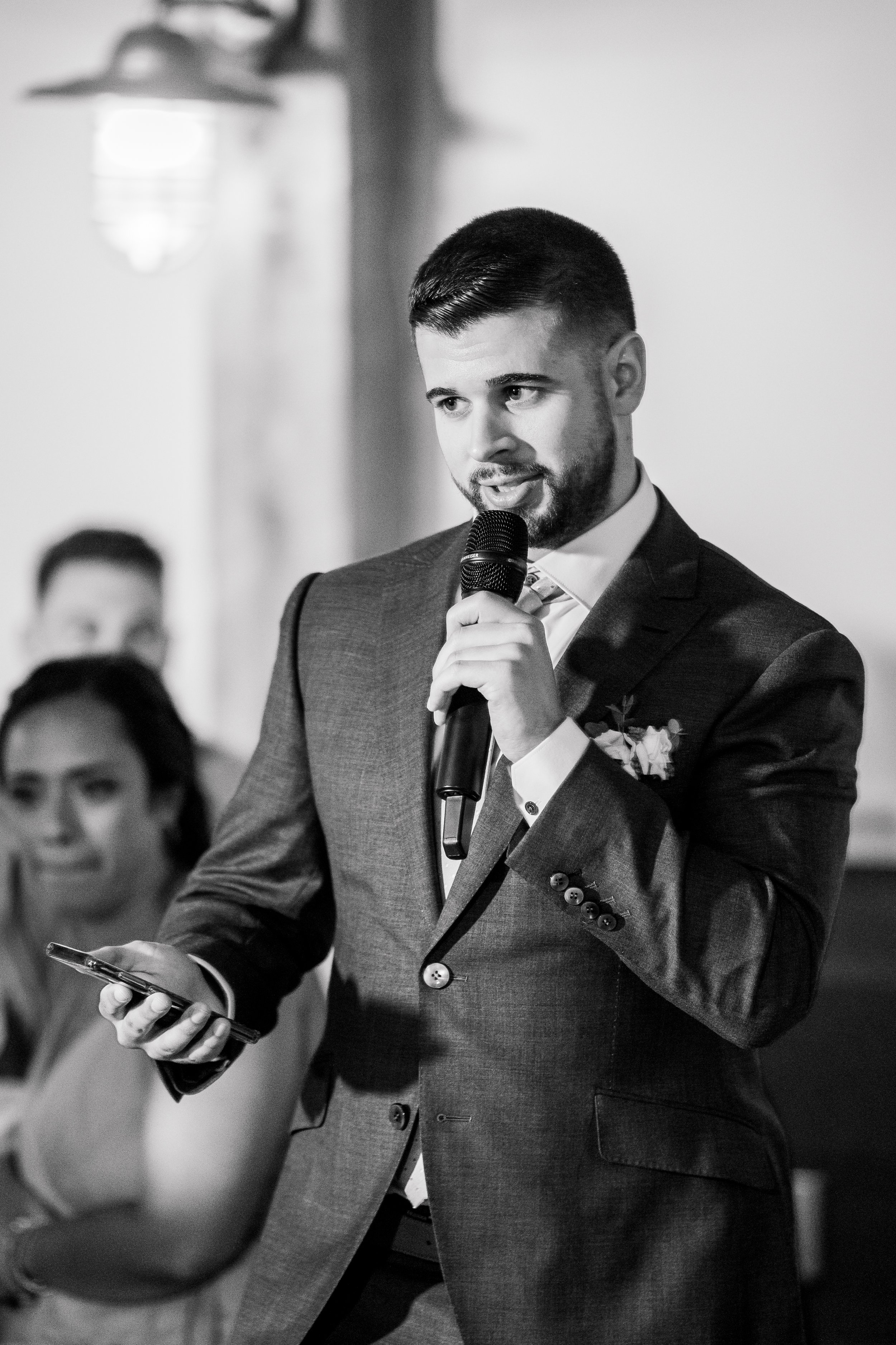 Bride's family gives a toast at Mountain Top Inn Vermont Wedding