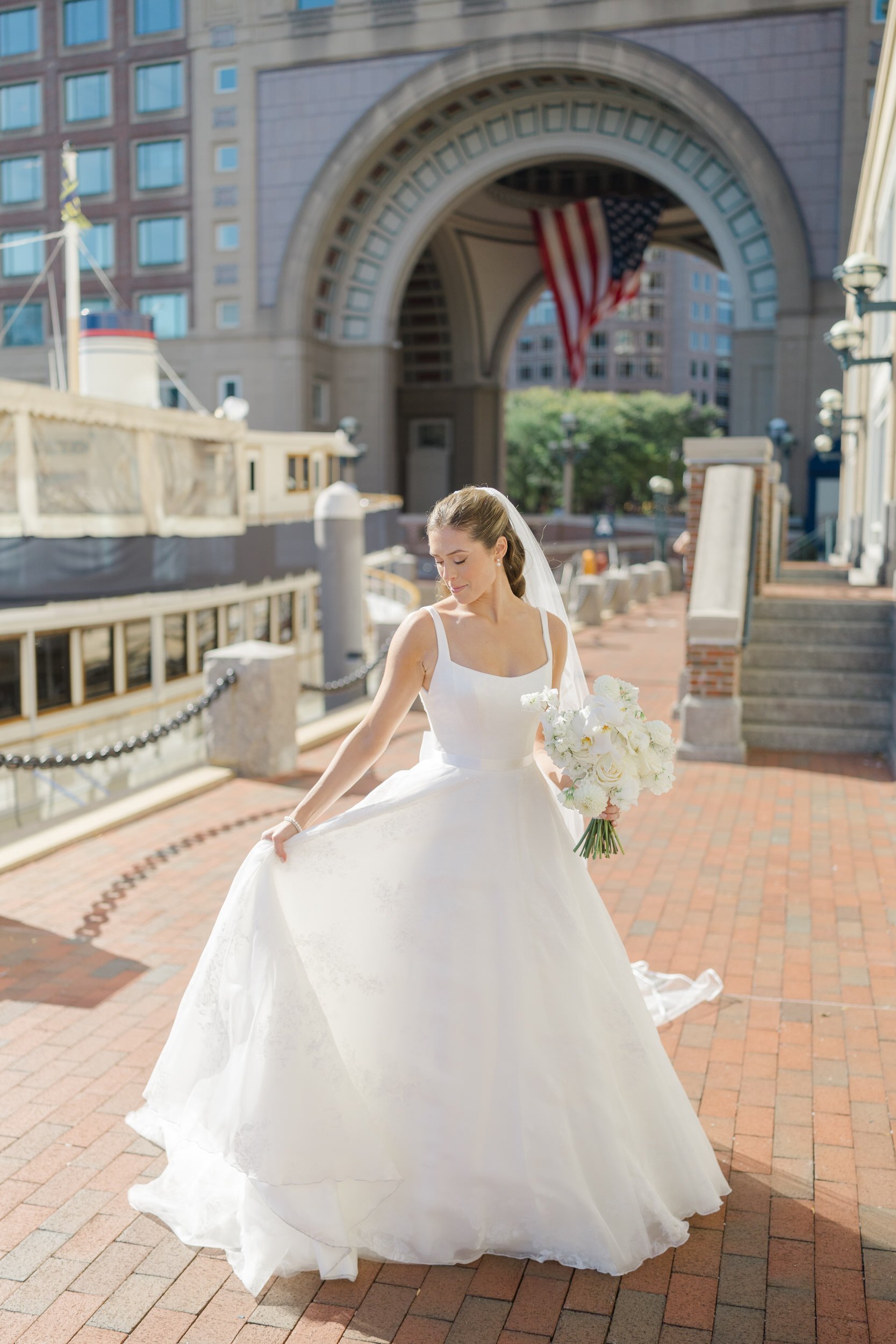 Couple portraits  at Boston Harbor Hotel Wedding