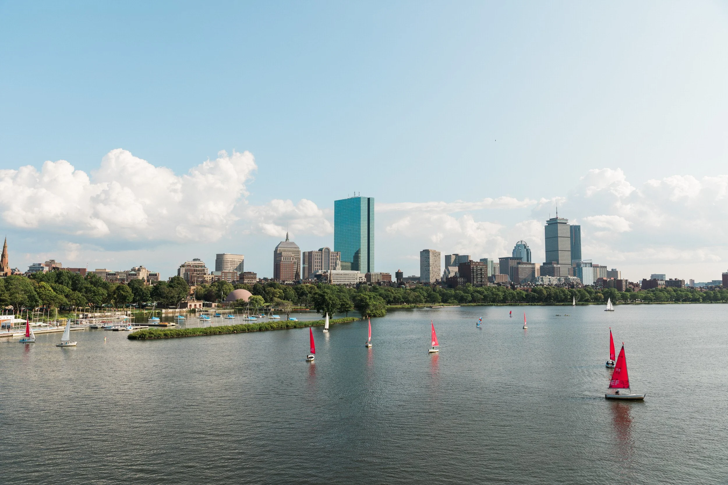 The Longfellow Bridge view of the city of Boston